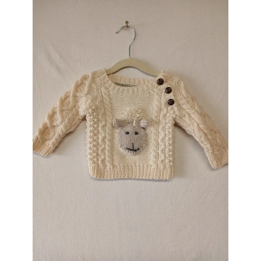 Aran islands Ireland wool sheep sweater baby thick chunky knit small